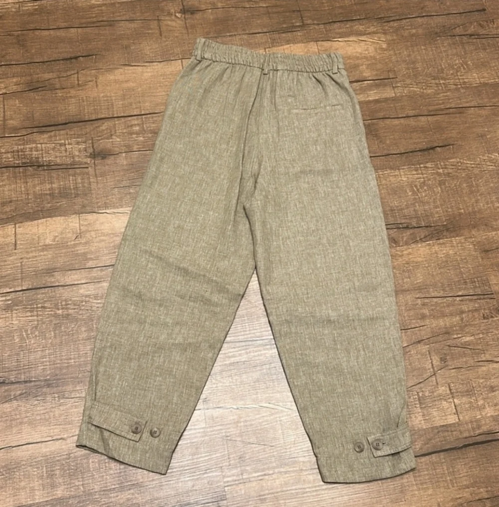 Zara ZW Collection Linen Blend Ankle Trousers NWT Taupe Beige XS